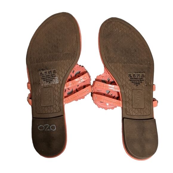 Circus Sam Edelman Canyon orange faux patent leather flip flop sandals 7.5M - Picture 8 of 9